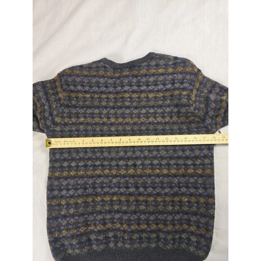 Tricots St. Raphael Sweater Mens Medium Gray Merino Wool Geometric Knit Pullover